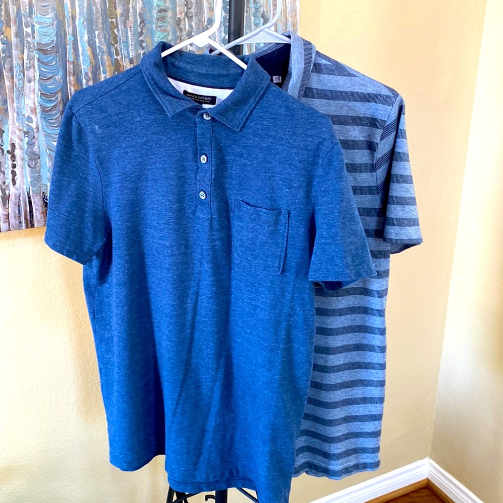 Lot of 2 banana republic performance pique pocket polos like new large